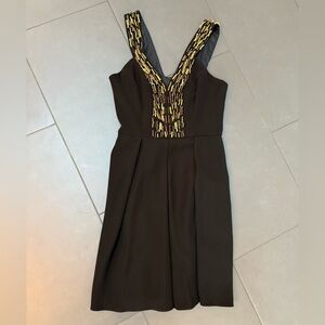 Shoshanna Black Dress with Gold Detailing